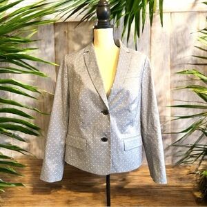 TALBOTS Dark Blue & White Polka Dot Blazer - Size 12